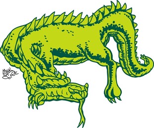绿色蜷伏龙图案