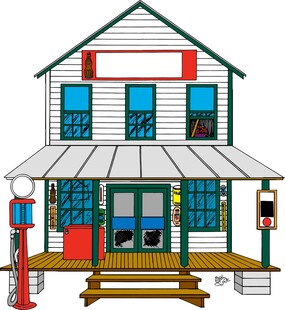 复古乡村风两层商铺建筑