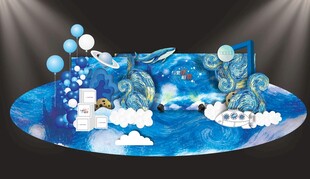 梵高 星空美陈  手绘