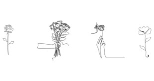 极简玫瑰花一条线png
