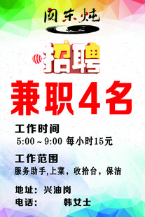 兼职招聘4名