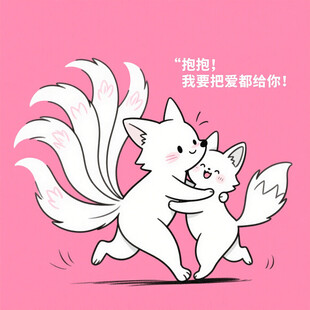 狐狸母子欢乐奔跑瞬间