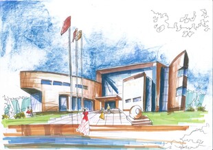 现代建筑外观手绘图