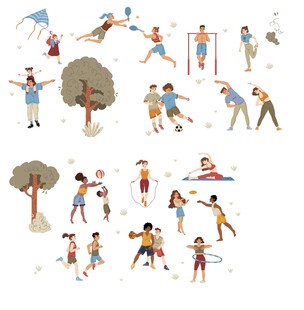 户外欢乐活动人物插画