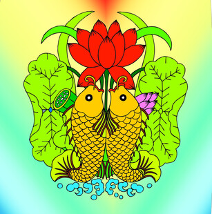 双鱼戏莲图