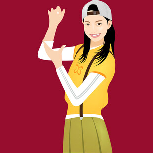 活力少女比耶俏皮瞬间