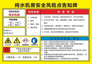 纯水机房安全风险告知牌
