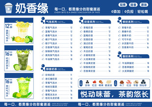奶茶店菜单价目表展示