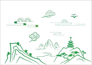 国风山水云纹