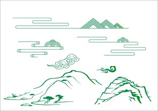 中式山水云纹