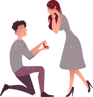 男子跪地求婚浪漫瞬间