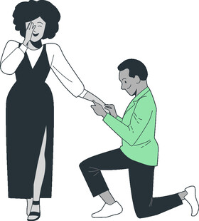 男子跪地向女子深情求婚