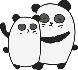可爱熊猫母子温馨依偎