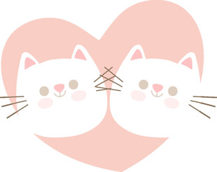 爱心双猫可爱插画