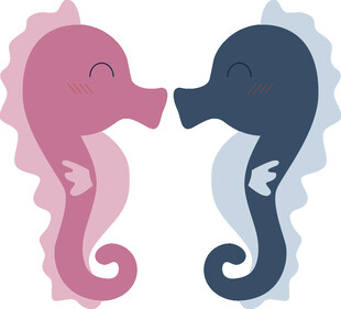 可爱海马情侣插画