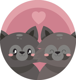 可爱双猫亲昵图