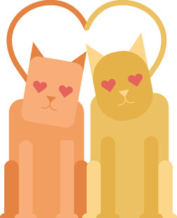 爱心双猫甜蜜相伴