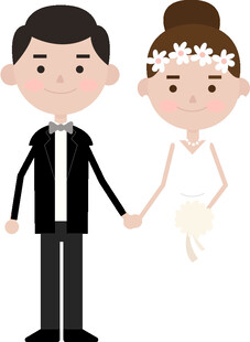 新婚夫妇牵手甜蜜瞬间