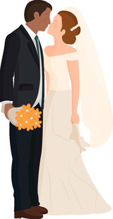 新婚夫妇甜蜜亲吻