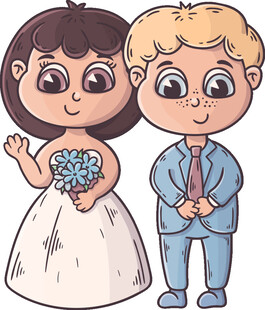 可爱卡通新婚夫妇形象