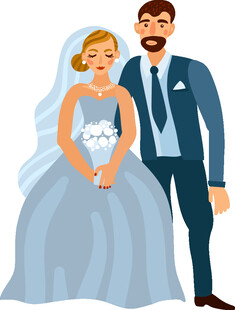 幸福新婚夫妇甜蜜依偎