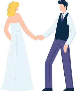 牵手的新婚夫妇