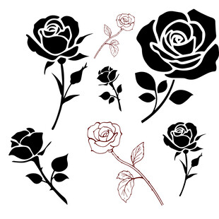 黑玫瑰图案设计素材