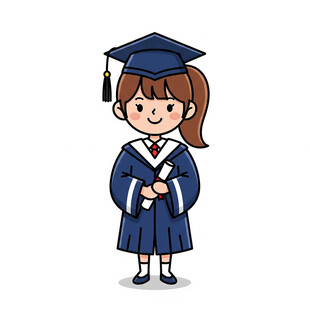 可爱女孩身着学士服毕业