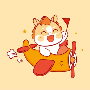 卡通小马驾驶飞机欢乐飞