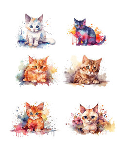 水彩猫咪插图
