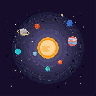 梦幻太阳系行星插画