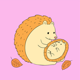 刺猬妈妈与宝宝温馨时刻