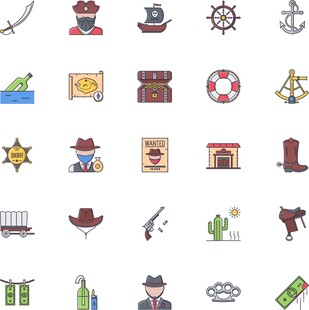 西部牛仔主题图标 