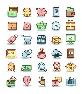 多彩电商购物相关图标 