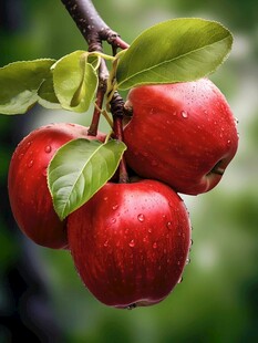枝头红苹果鲜嫩诱人