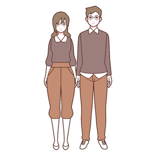 一对站立的男女形象