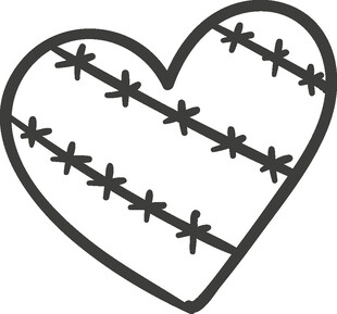 缝补的心形图案