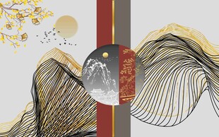 中式抽象线条装饰画