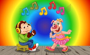 卡通音乐插图