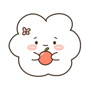 手绘卡通风少女心贴纸云朵