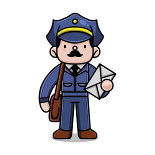 邮递员形象卡通插画