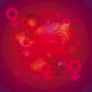 梦幻红色女性符号背景图