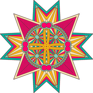 多彩几何星形装饰图案
