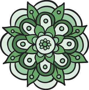 绿色曼陀罗花纹饰图案