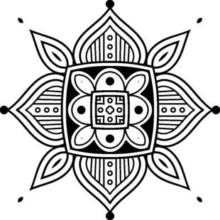黑白曼陀罗花纹图案