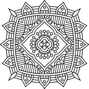 曼陀罗图案黑白装饰画