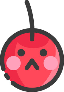 悲伤表情的卡通樱桃