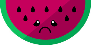 悲伤表情的卡通西瓜