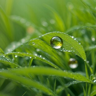 绿叶上晶莹的露珠