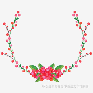 粉色花朵花环装饰图案